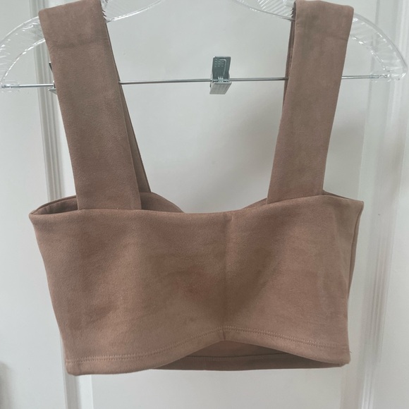 Susan Monaco Faux Suede Crop Top Sz M - Picture 6 of 8